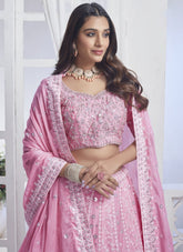 Baby Pink colour embroidered lehenga choli looking elegant